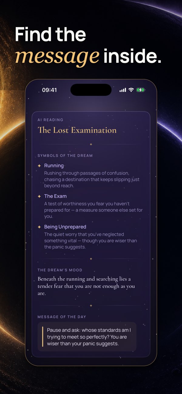 Lunar: AI Dream Interpreter — An AI interpretation exploring a dream’s symbols and mood.